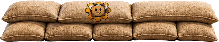 A wall of Muckworks sandbags